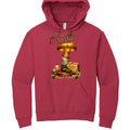 Red hoodie with 'A Christmas Story' leg lamp design on a white background